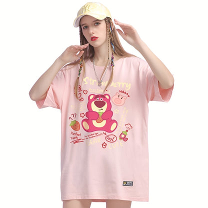 T-shirt Women's Trendy Strawberry Bear Cartoon Top