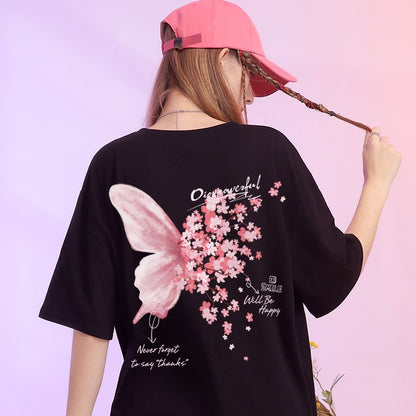 Butterfly t-shirt women's summer wear