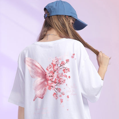 Butterfly t-shirt women's summer wear