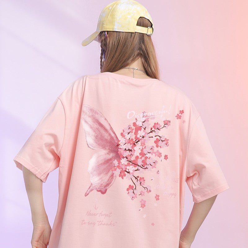 Butterfly t-shirt women's summer wear