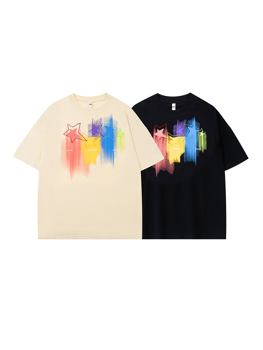 Heavy cotton printed T-shirt unisex couple short sleeves