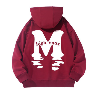 Burgundy couple sweatshirt men's heavyweight pure cotton hoodie