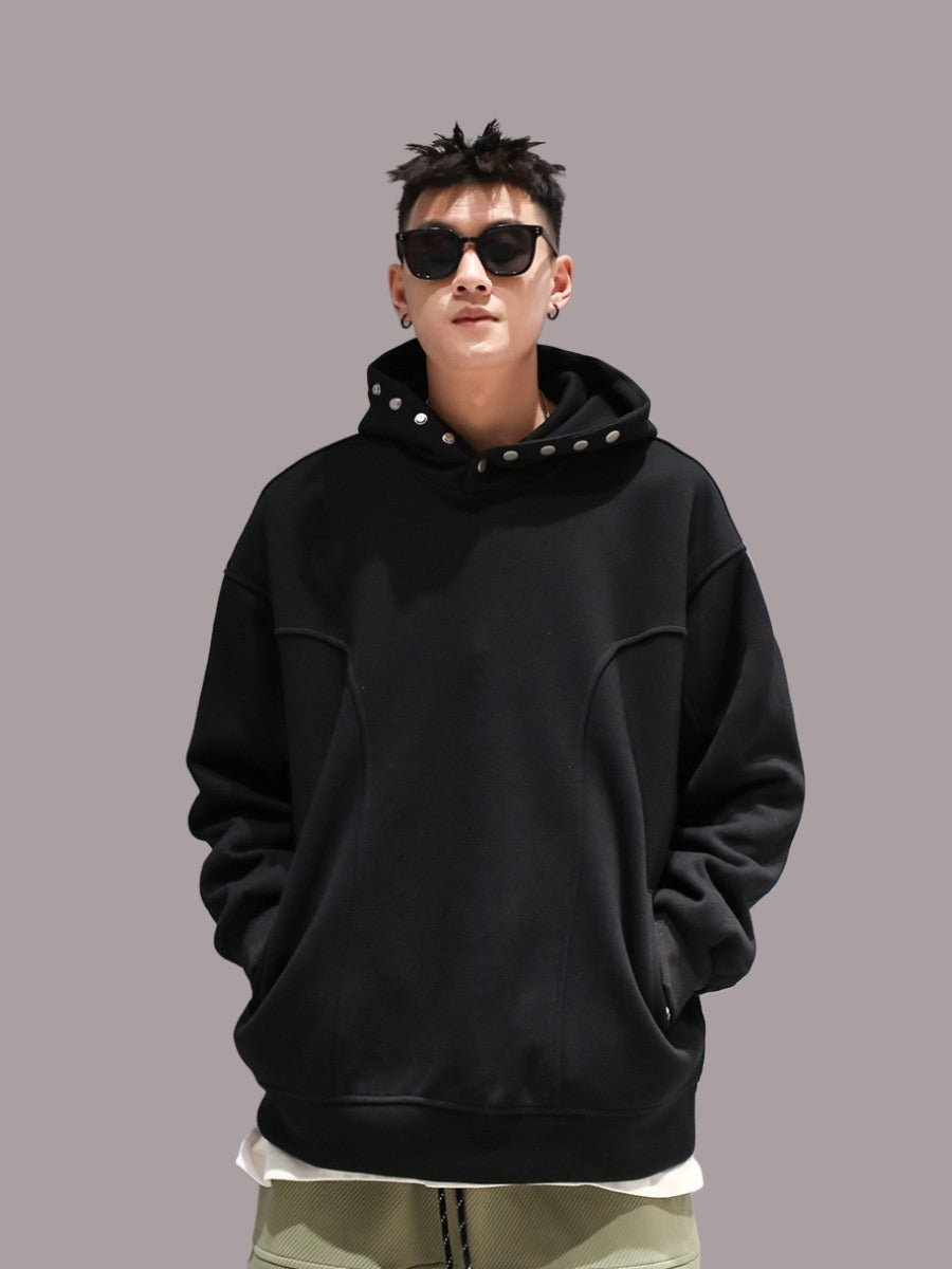 Felpa skilled rivet hoodies design black sweatshirt men's hip-hop casual street couple hoodies