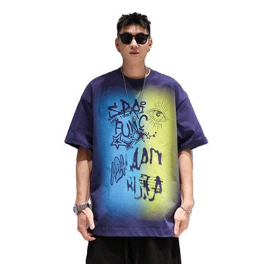 T-shirt creative color-blocking men's summer half-sleeved T-shirt