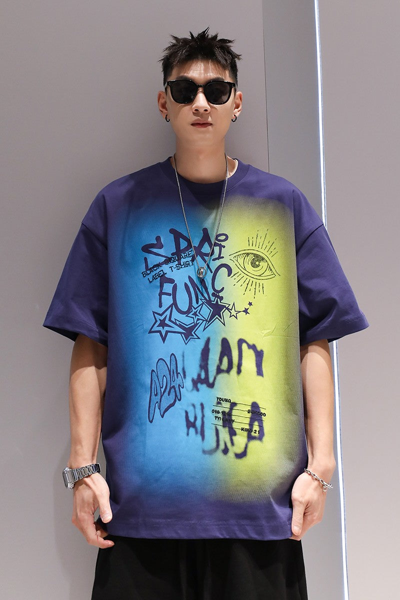 T-shirt creative color-blocking men's summer half-sleeved T-shirt