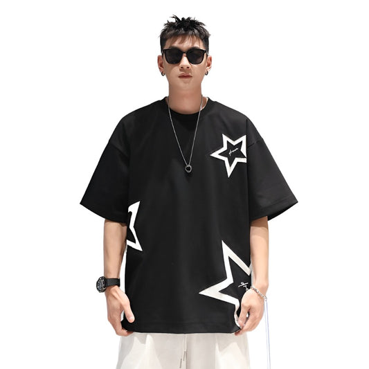 T-shirts five-pointed star simple oversize unisex couple tee