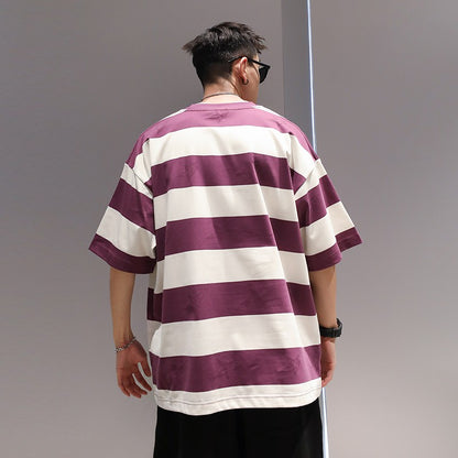 Classic striped men t-shirt simple oversize unisex short-sleeved summer T-shirt