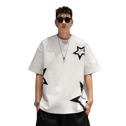 T-shirts five-pointed star simple oversize unisex couple tee