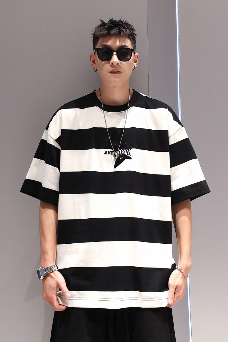 Classic striped men t-shirt simple oversize unisex short-sleeved summer T-shirt