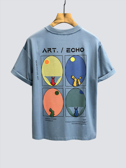 Greek rabbit T-shirt men's summer couple wear loose half-sleeved top