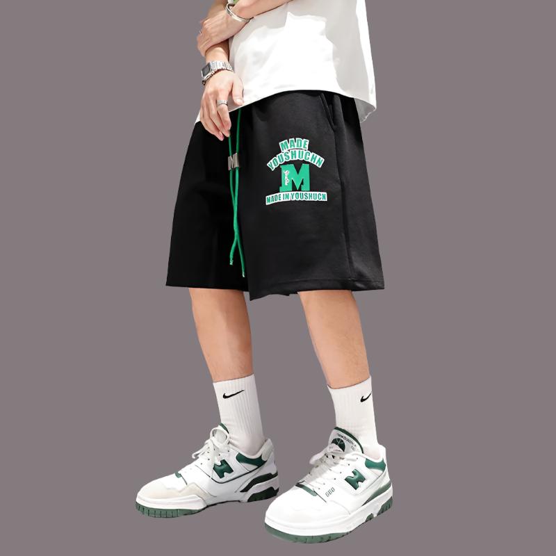 Drawstring letter shorts summer men's large size pants