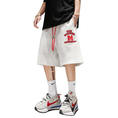 Drawstring letter shorts summer men's large size pants