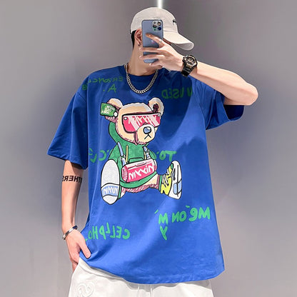 T-shirts plus size little bear short sleeved Men's Summer Hip Hop T-shirt