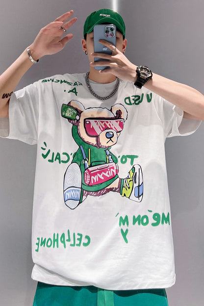 T-shirts plus size little bear short sleeved Men's Summer Hip Hop T-shirt