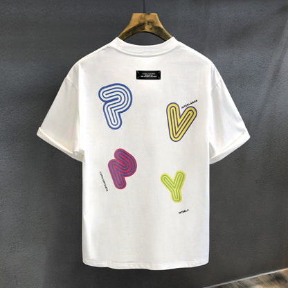 Soft high-quality letter embroidery unisex short-sleeved T-shirt