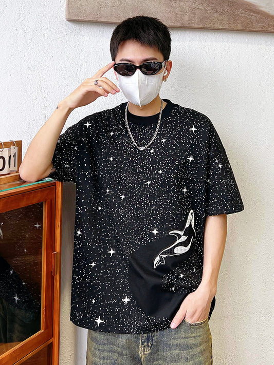 Men's heavy T-shirt unisex summer loose half-sleeved T-shirt