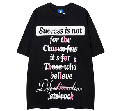 Succsess Hip Hop  T-shirt  Women's Versatile Unisex Loose Fit