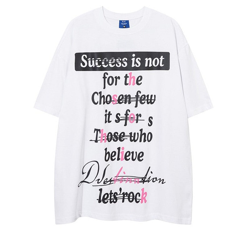 Succsess Hip Hop  T-shirt  Women's Versatile Unisex Loose Fit