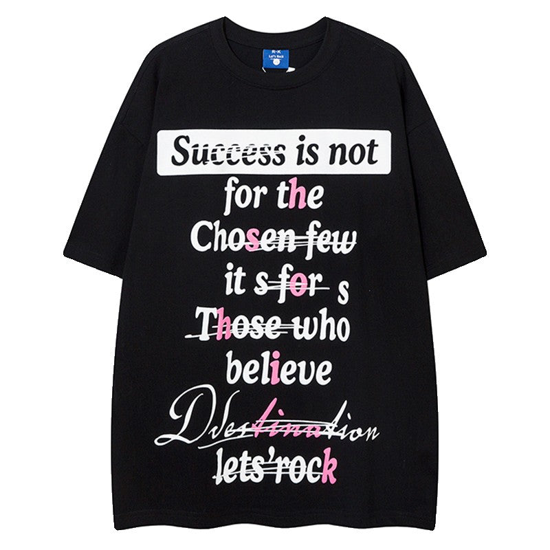 Succsess Hip Hop  T-shirt  Women's Versatile Unisex Loose Fit