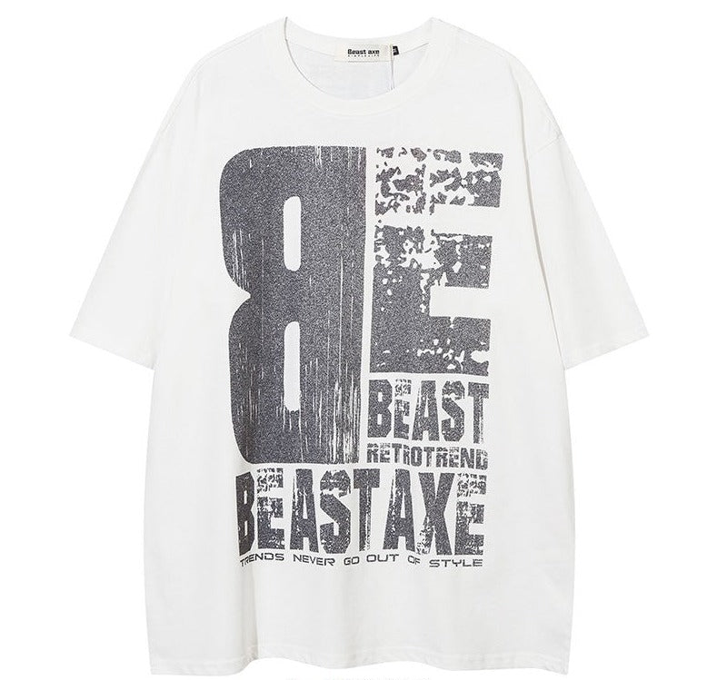 Large letter print oversize pure cotton T-shirt