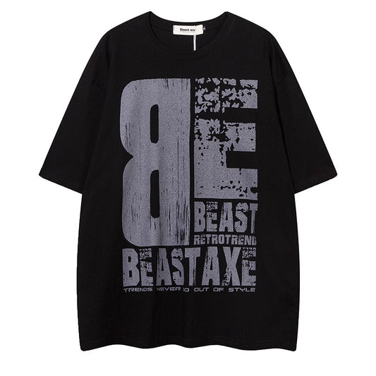 Large letter print oversize pure cotton T-shirt