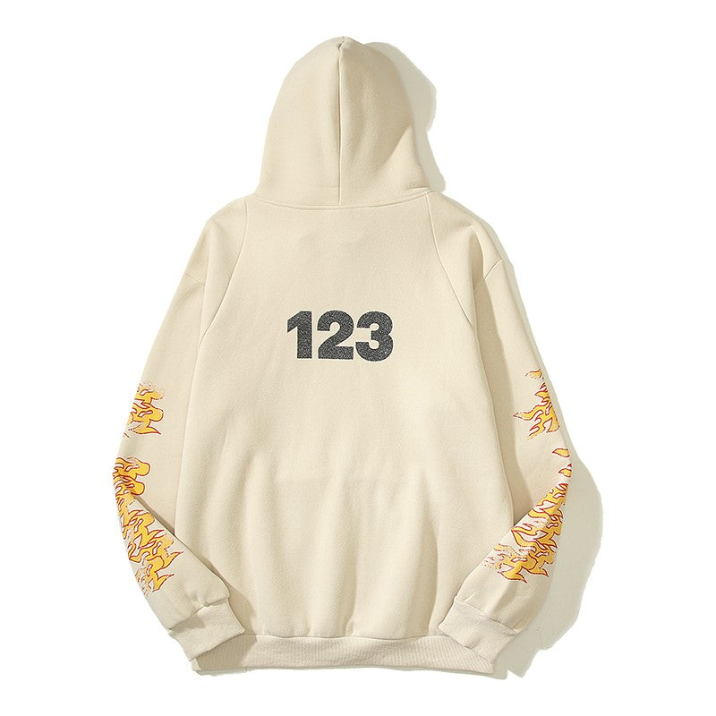 Flame Arm Hoodies High Street Casual Unisex Couple Hoodie