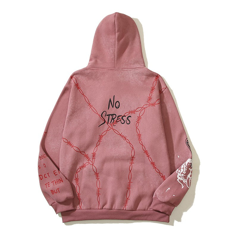 Sreet style rust red hoodies unisex couple hoodies