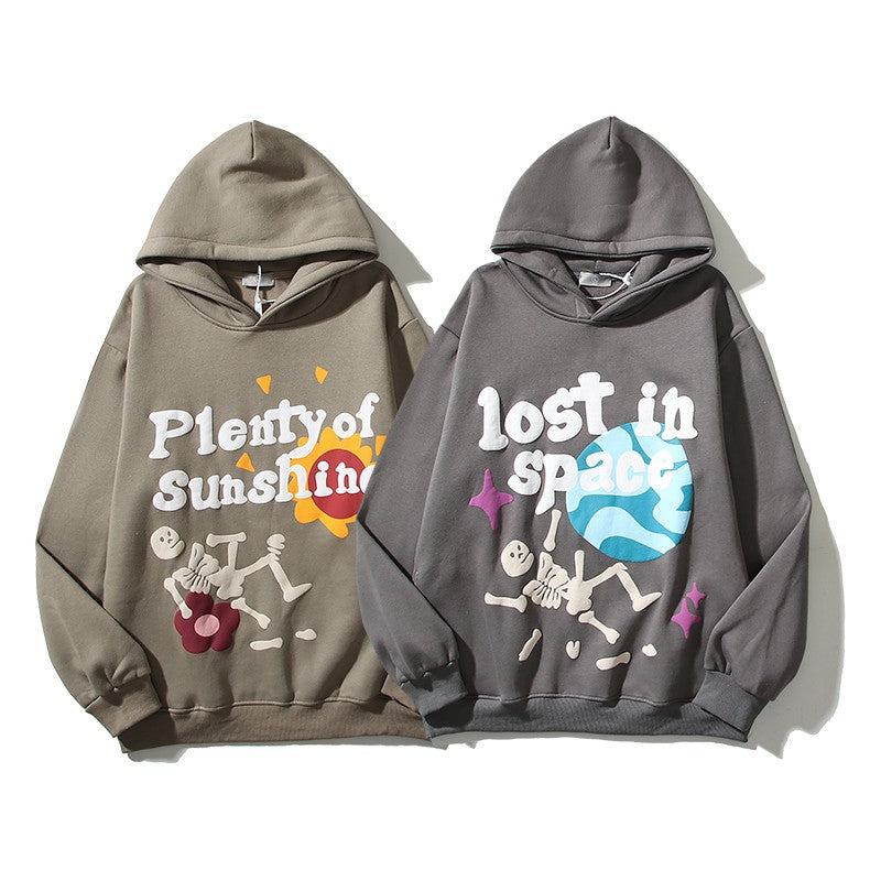 Sunshine oversize retro graffiti printed letter hoodies