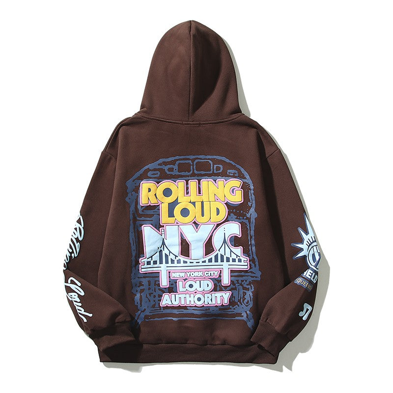 Hand-painted graphic hoodies oversize unisex embroidery