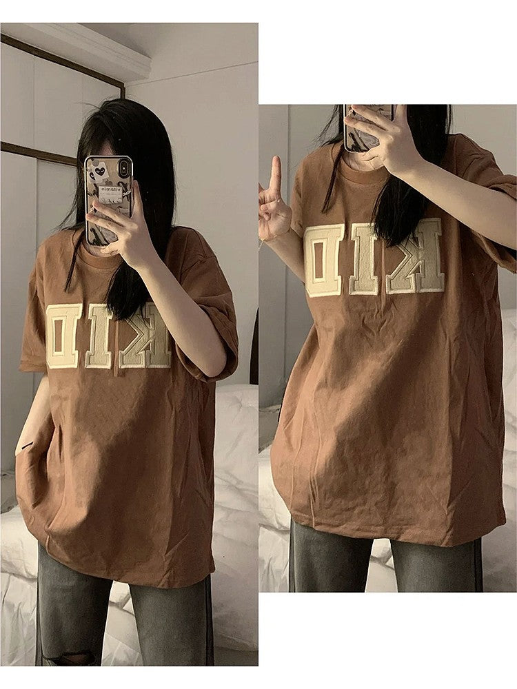 Summer new style t-shirt letter embroidered short-sleeved loose T-shirt