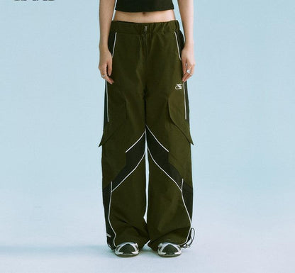 Woven pants sportive and leisure wide leg pants