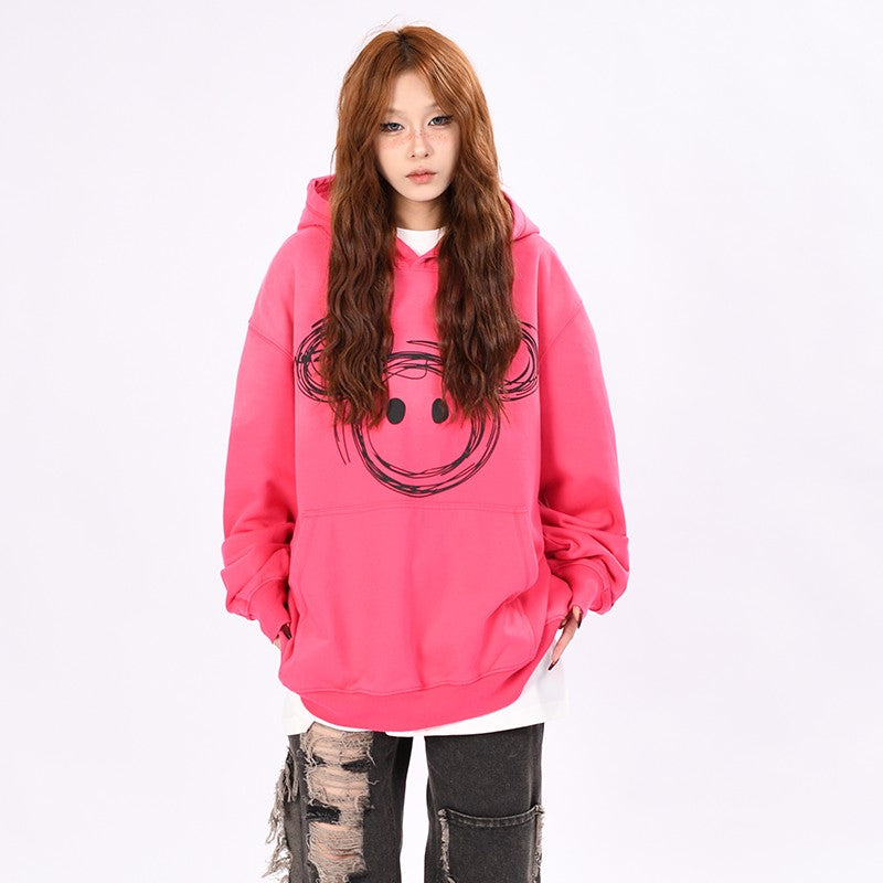 Bear Gradient Tie-Dye Hooded Sweatshirt for Men and Women Pullover Oversize