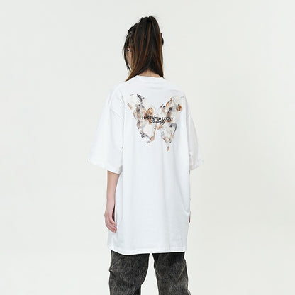 T-shirt for Burnt Flower Butterfly Heavyweight Oversize Unisex Versatile Top