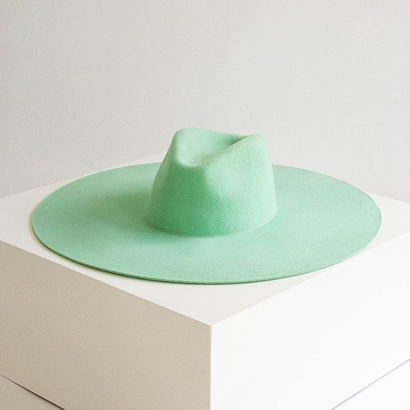 Hat casual enlarged brim fruit green woolen jazz top hat felt hat