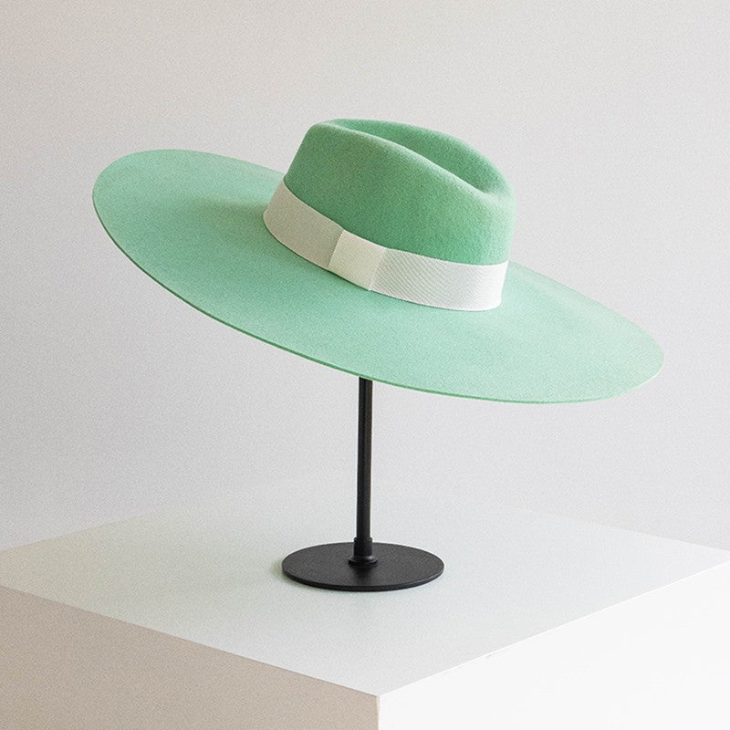 Hat casual enlarged brim fruit green woolen jazz top hat felt hat