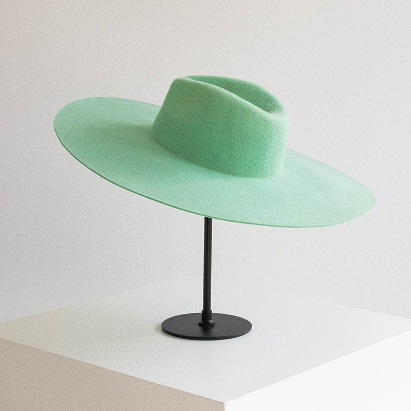 Hat casual enlarged brim fruit green woolen jazz top hat felt hat