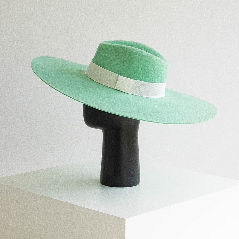 Hat casual enlarged brim fruit green woolen jazz top hat felt hat