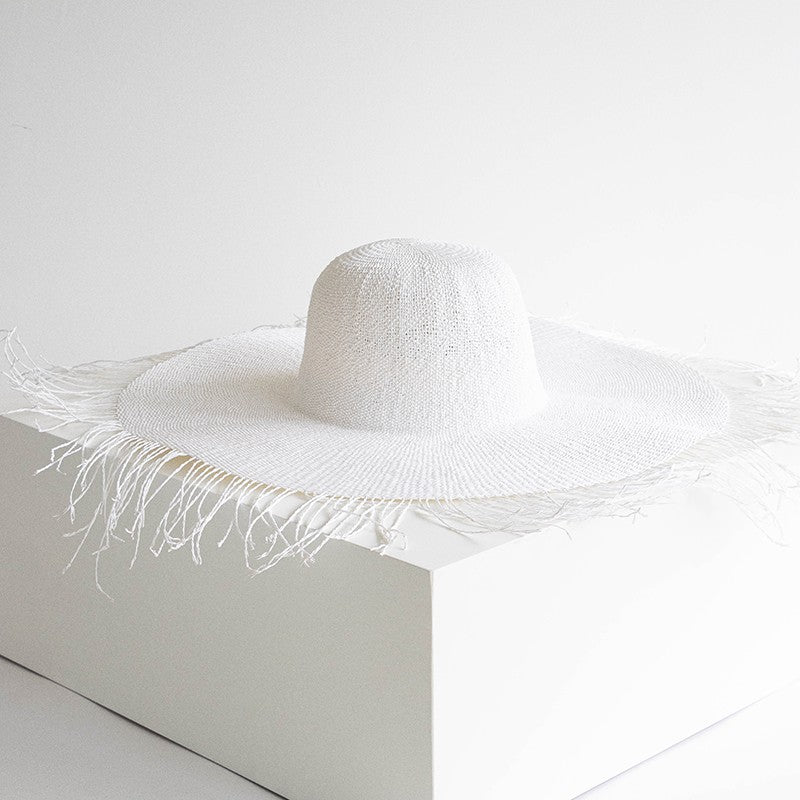 Hat woolen brimmed round top large brimmed woven straw hat for outdoor