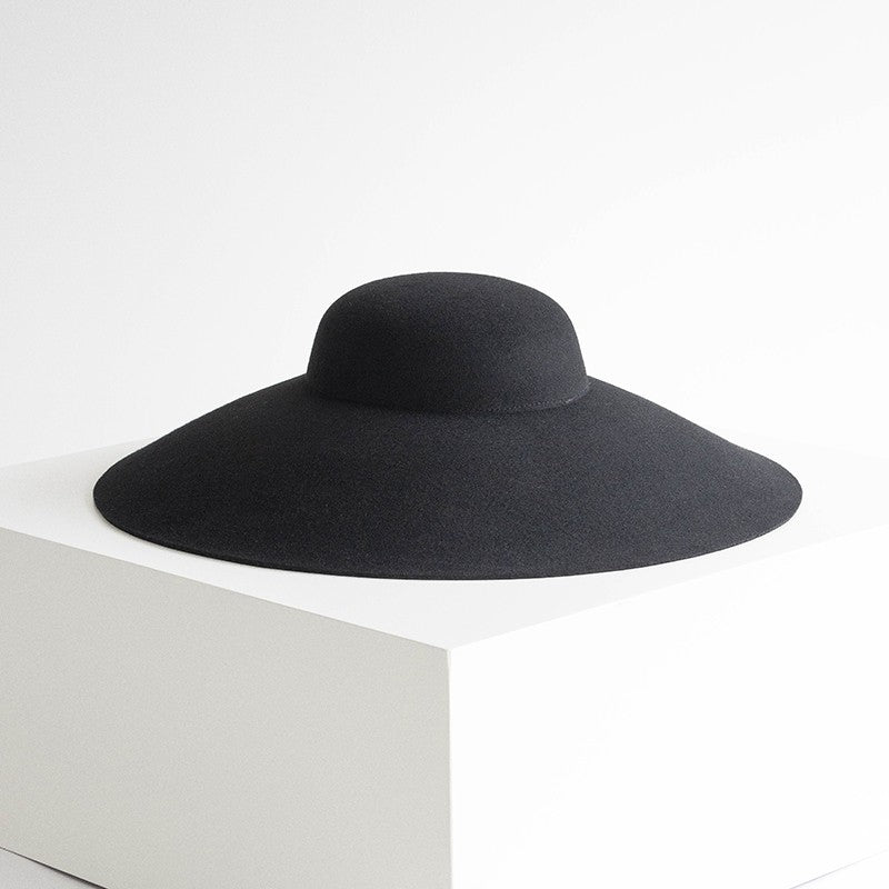 Dome with large brim and wool top hat autumn and winter Hepburn top hat