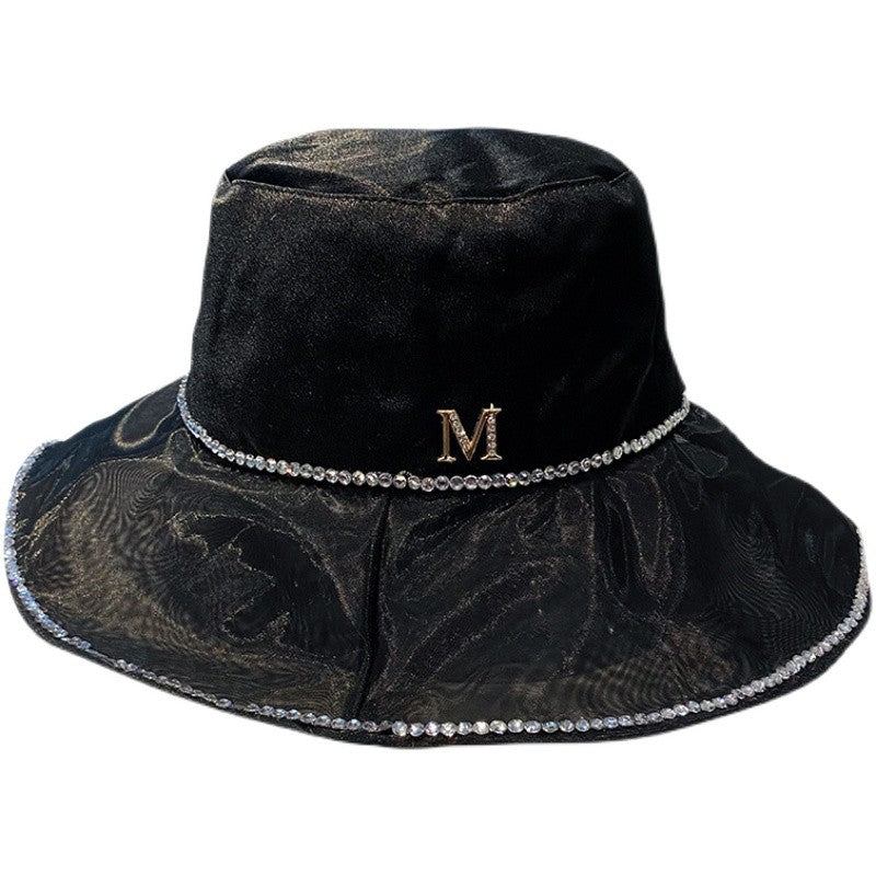 Summer Sunshade Hat Fisherman Hat Water Diamond M Women's Hat Trendy Pot Hat