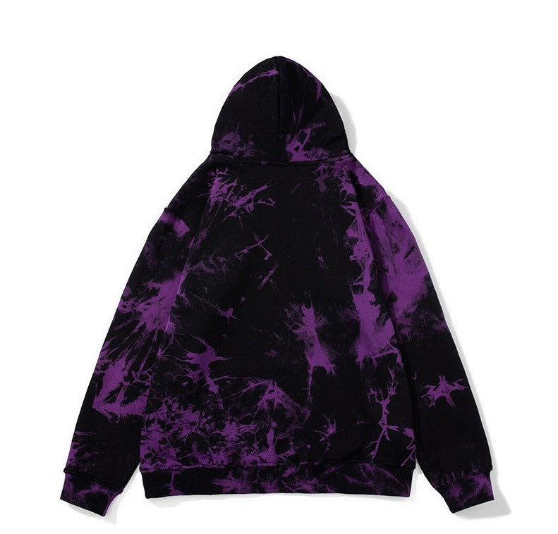 Purple tie dyed hoodie pure cotton loose fit for men's and women