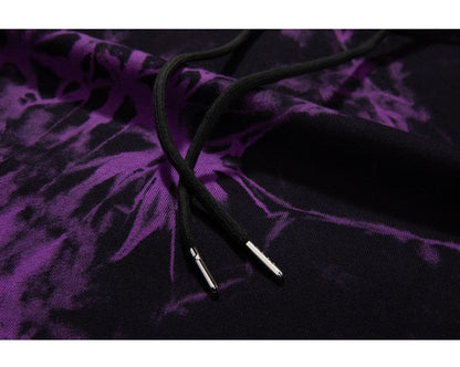 Purple tie dyed hoodie pure cotton loose fit for men's and women