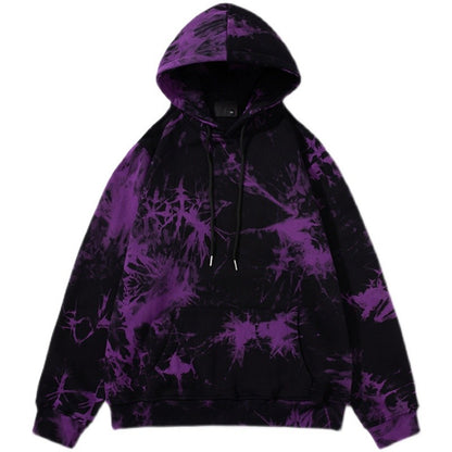 Purple tie dyed hoodie pure cotton loose fit for men's and women