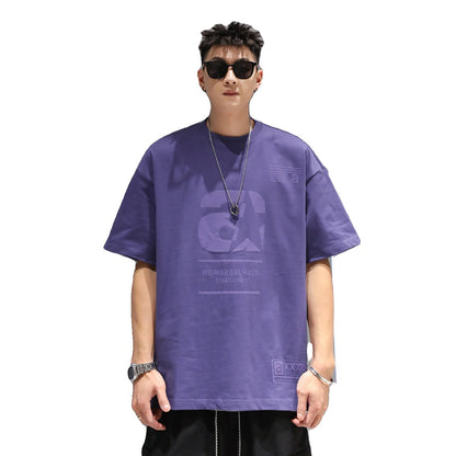 Camicia da uomo heavy-duty loose round neck summer casual breathable T-shirt