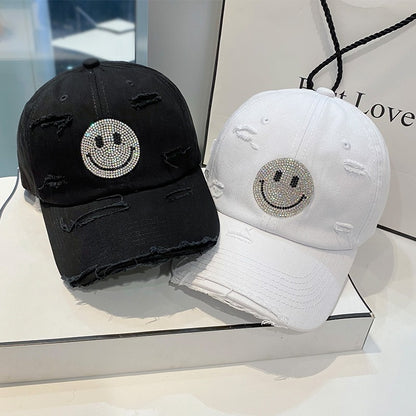 Rhinestone Smiley Face Baseball Cap W