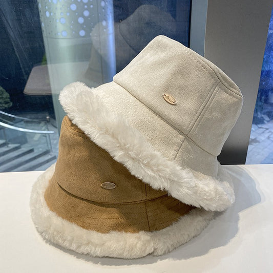 Winter versatile plush fisherman hat for women