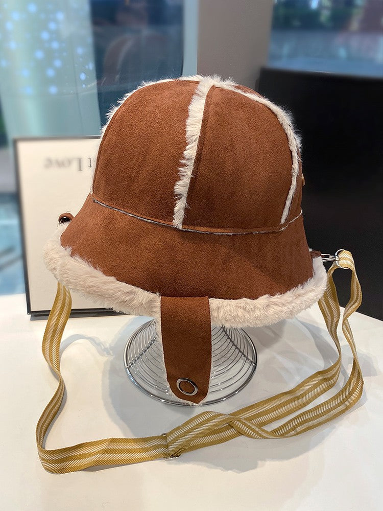 Hat Can be used as a bag plush fisherman's hat for women