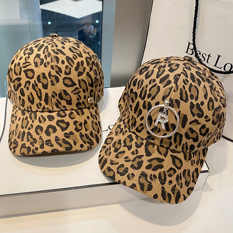 Face Hats for women leopard print peaked caps