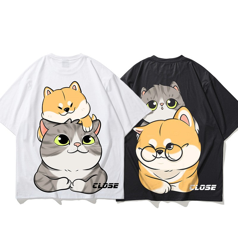 Summer Original Cute Pet Print Short sleeved T-shirt