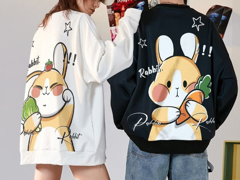 Sweatshirt Cute Rabbit Print Couple Sweater For Men's and Women's